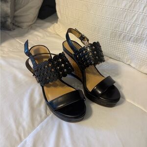 Black Woven Leather Sandals